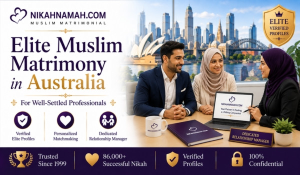 Elite Muslim matrimony in Australia for well-settled professionals featuring verified elite profiles, personalized matchmaking, dedicated relationship managers, and trusted Nikah services for established Muslim doctors, engineers, business owners, and senior professionals across Sydney, Melbourne, Brisbane, Perth, and Adelaide.