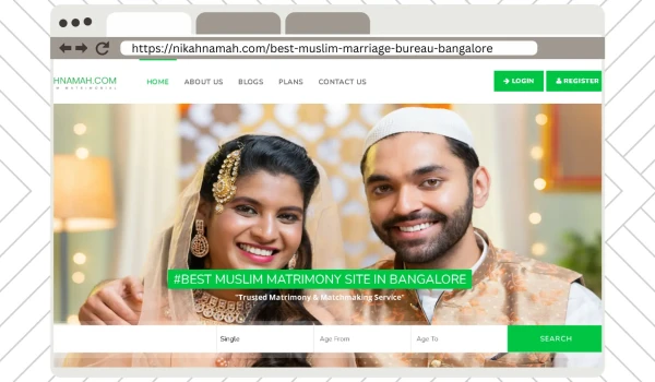 Happy Muslim couple celebrating their Nikah through NikahNamah, the best Muslim marriage bureau in Bangalore, offering trusted halal matchmaking services.