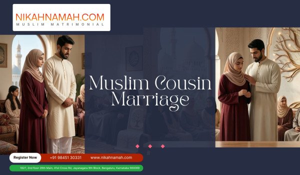 Muslim cousin marriage discussion with couple and family in traditional Islamic setting
