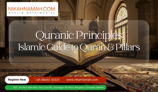 Holy Quran on rehal inside mosque representing Quranic principles and Islamic teachings